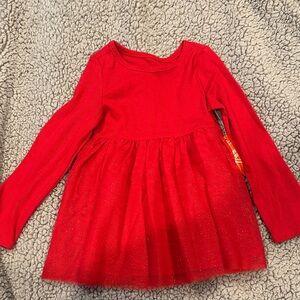 Red Sparkle Tulle Long Sleeve Dress